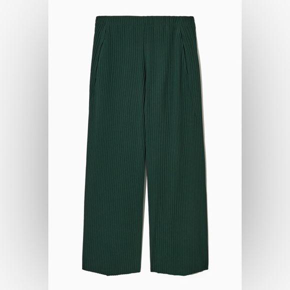 COS Dark Green Pleated Elasticated Trouser Pants size L - Picture 2 of 5